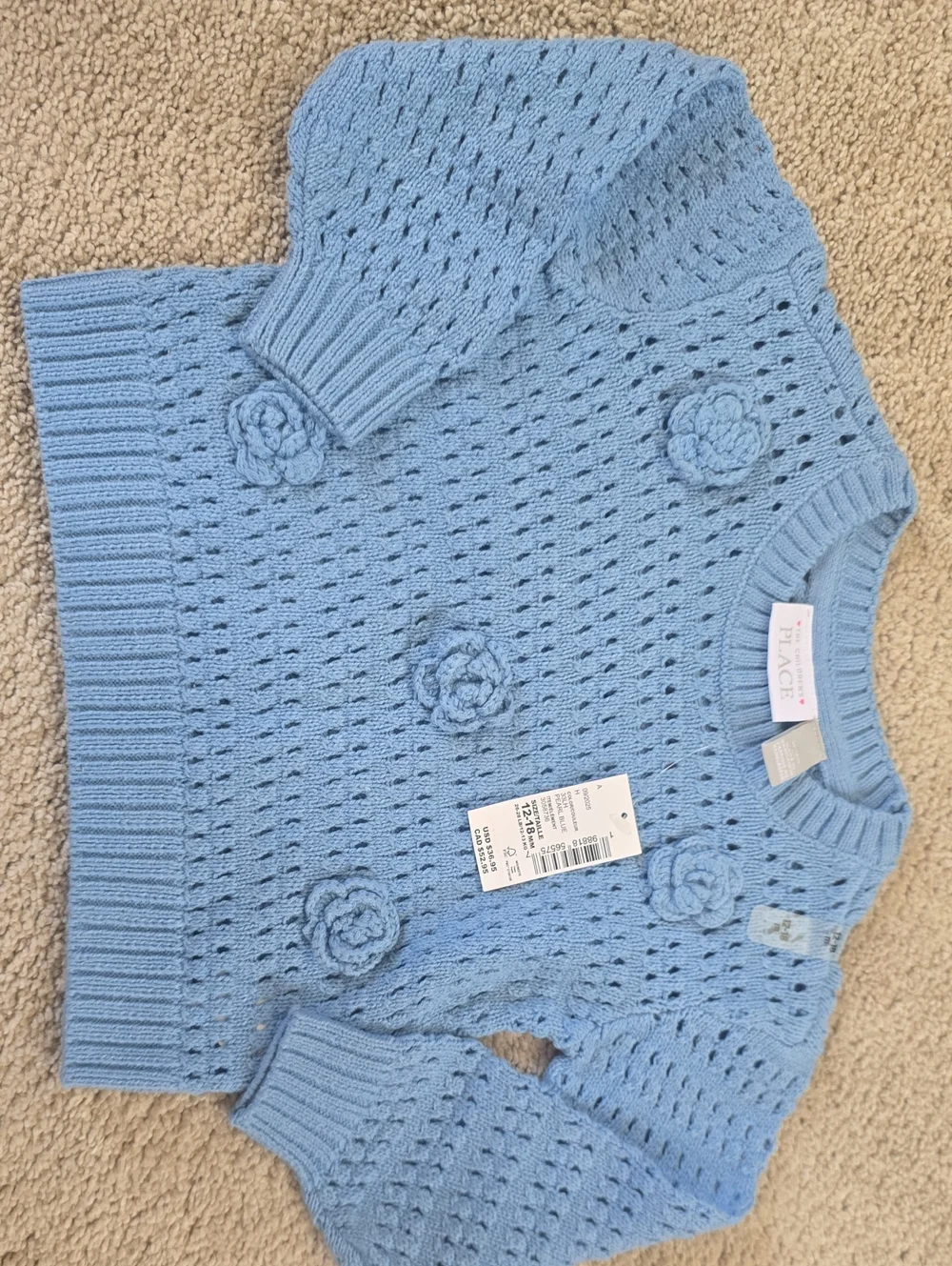 NWT Children’s Place Knit Sweater 12-18M